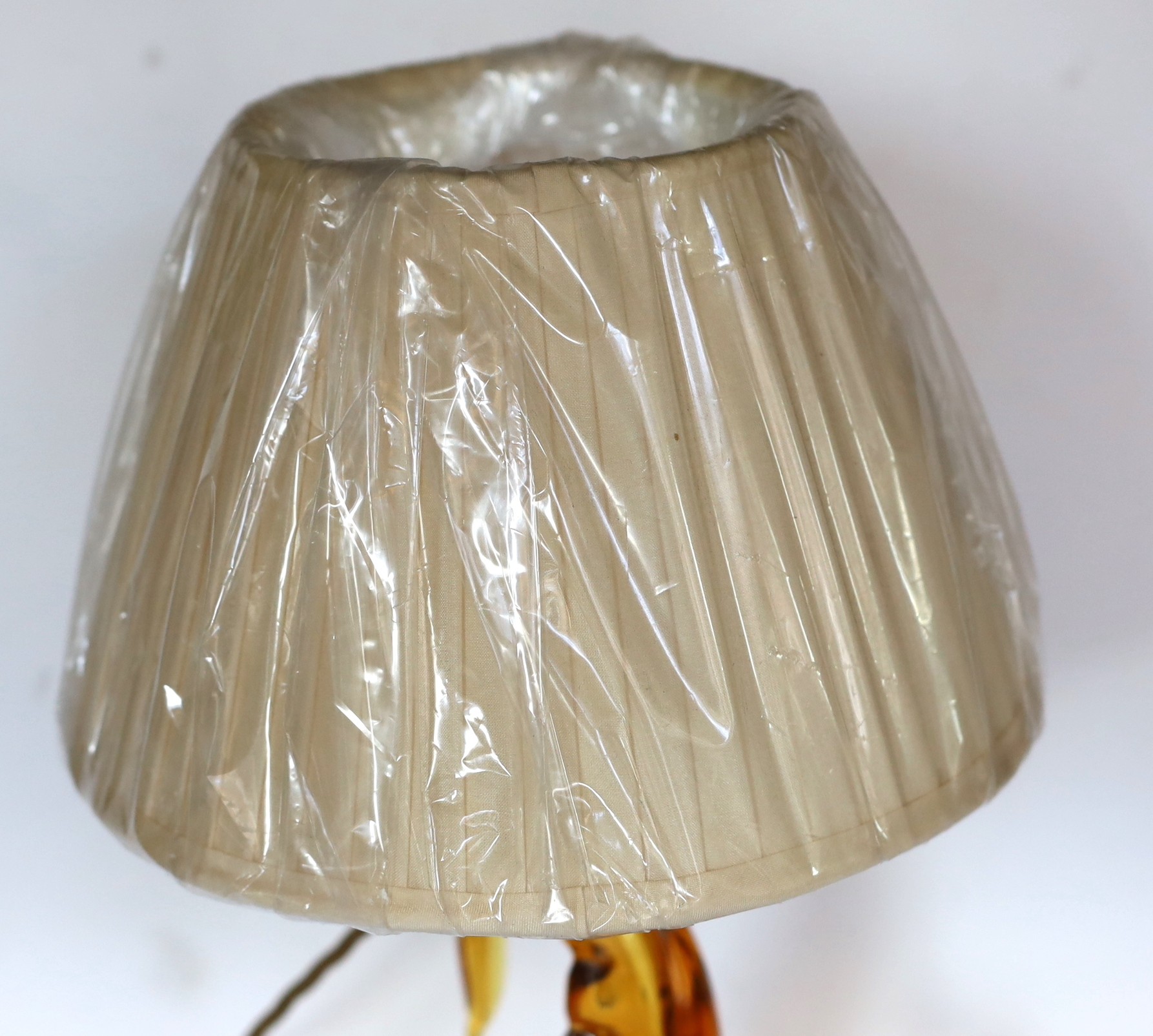 A Venetian Murano glass cockerel table lamp, height 32cm to base of bulb holder